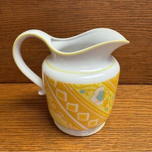 Ames Yellow and White Ceramic Pitcher